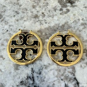 Tory Burch authentic earrings NEW reversible black and gold